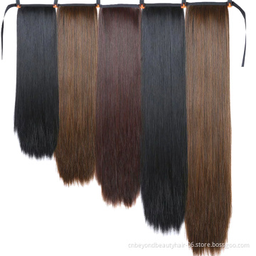16inch 20inch 24inch Private Label Long Straight Synthetic Ribbon Natural Hair ponytail for Women